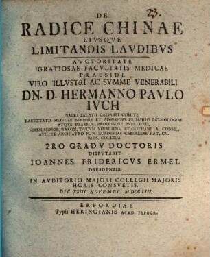 De radice chinae, eiusque limitandis laudibus