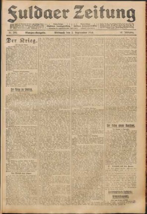 Ausgabe vom Mittwoch, den 02. September 1914.