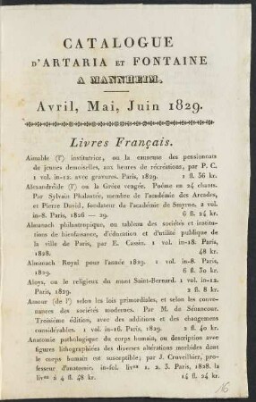 Avril, Mai, Juin 1829