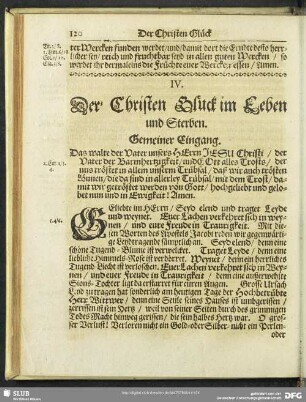 IV. Der Christen Glück im Leben und Sterben