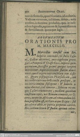 Argumentum Orationis Pro M. Marcello