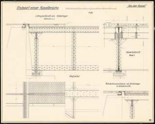 Verkehrsverbindung über die Havel, Berlin-Spandau Schinkelwettbewerb 1931: Brücke über die Havel: Widerlager. Schnitte, Aufsicht 1:20