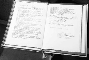 Bad Krozingen: Ehrenurkunde "Ehrenbürgerschaft für Minister Seifriz"