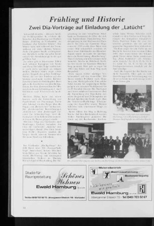Frühling und Historie - Zwei Dia-Vorträge auf Einladung der "Latücht"