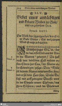 XLV. Gebet eines andächtigen Weibes, umb ein gehorsam Hertz