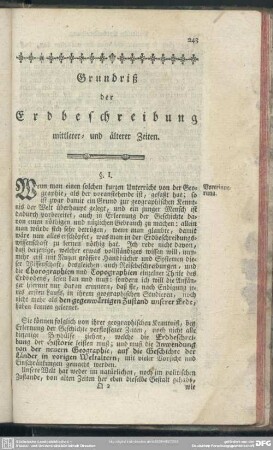 Grundriß der Erdbeschreibung mittlerer- und älterer Zeiten