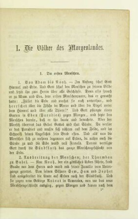 I. Die Völker des Morgenlandes