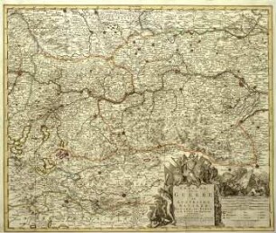 WHK 21 Österreichischer Sukzessionskrieg 1740-1748 bis zum Aachener Frieden: Karte der Kriegsschauplätze in Österreich, Bayern, Schwaben und Tirol und den umliegenden Ländern, 1740