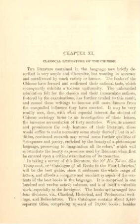 Chapter XI. Classical literature of the Chinese