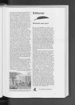 Editorial : Wechsel, was nun?