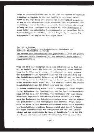 Zum Problem des Verhältnisses von gesellschaftlichen und persönlichen/familiären Interessen bei der demographischen Bevölkerungsreproduktion