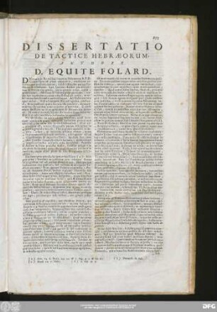 Dissertatio De Tactice Hebraeorum, Authore D. Equite Folard.