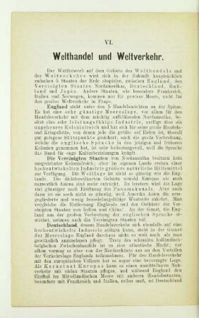 VI. Welthandel und Weltverkehr