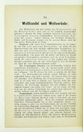 VI. Welthandel und Weltverkehr