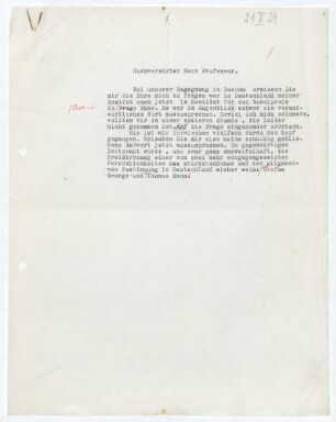 Brief von Gerhart Hauptmann an Fredrik Böök an Nobelpreis-Komitee Schwedische Akademie Stockholm