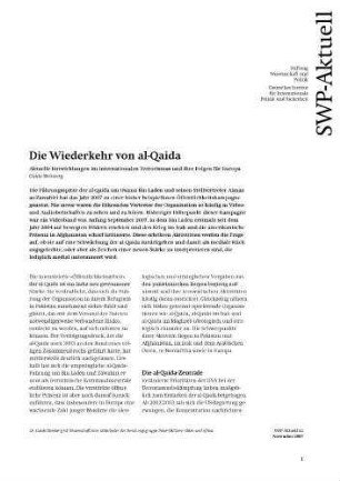 Die Wiederkehr von al-Qaida : aktuelle Entwicklungen im internationalen Terrorismus und ihre Folgen für Europa