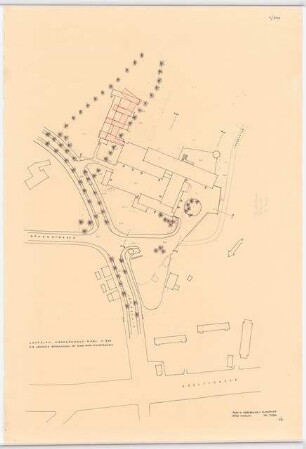 Grünanlage an der Paracelsus-Klinik, Marl: Lageplan 1:500 (Zeichnung des Architekten)