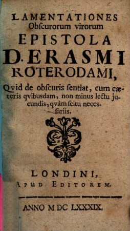 Lamentationes obscurorum virorum non prohibite per sedem Apostolicam
