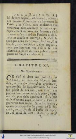 XI. Du Sçavoir-vivre.