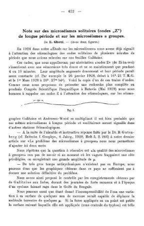 Note sur microséismes solitaires (ondes "Z") de longue période et sur les microséismes a groupes