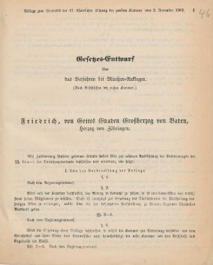 Gesetzesentwurf über das Verfahren bei Minister-Anklagen