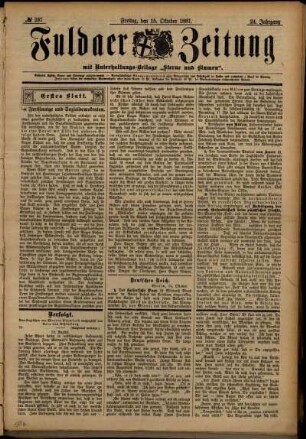 Erste Ausgabe vom Freitag, den 15. Oktober 1897.