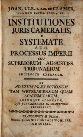 Institutiones juris cameralis