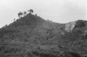 Bizarre Kalklandschaft am Westrand des Beckens von Bandung : Bergige Landschaft mit Vegetation