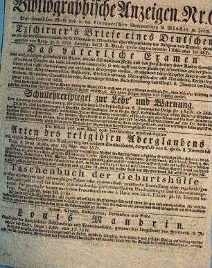 Bibliographische Anzeigen Nr. 6. : diese sämmtlichen Werke sind in der Lindauerschen Buchhandlung in München zu haben