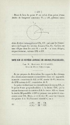 Note sur le système articulé du Colonel Peaucellier.