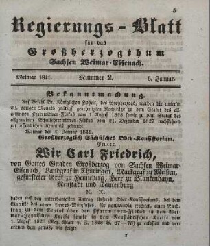 Nr. 2 : 6. Januar 1841