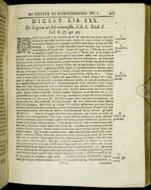 Digest. Lib. XXX. De Legatis & fideicommißis.