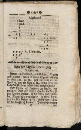 Von der Regula Cœcis, oder Virginum.