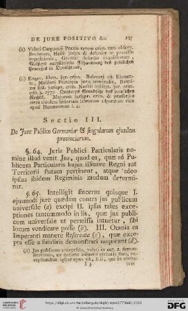 Sectio III: De Jure Publico Germanicæ & singularum ejusdem provinciarum