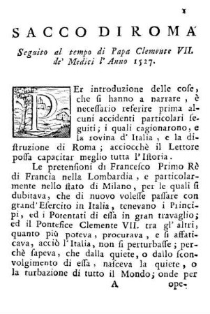 Sacco Diroma Seguito al tempo di Papa Clemente VII. de' Medici l' Anno 1527.