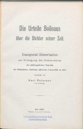 Die Urteile Boileaus über die Dichter seiner Zeit