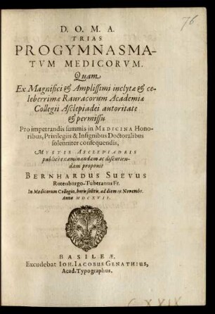 Trias Progymnasmatum Medicorum