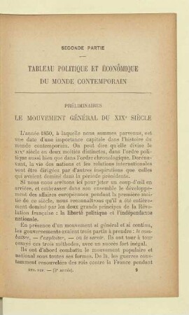 Seconde partie Tableau politique et économique du monde contemporain