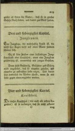 Vier und siebenzigstes Kapitel. Keuschheit