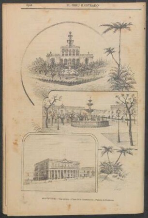 [Vistas de] Montevideo. : [1.] Un quinta. - [2.] Plaza de la Constitución. - [3.] Palacio del Gobierno.