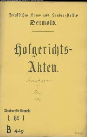 Brinkmann, Johann Henrich auf der Saurenheide gegen Johann Henrich Plass zu Hiddesen