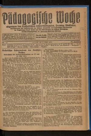Katholischer Lehrerverband des Deutschen Reiches : Niederschrift der Vertreterversammlung am 27. und 28. Mai 1921