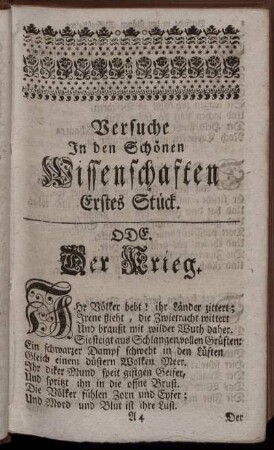 Ode. Der Krieg. - Die Freundschaft.