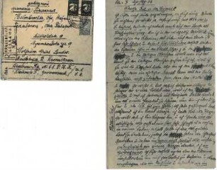 Faksimile eines (fingierten?) Briefs eines Deutschen aus Krassnojar (wolgadt. Republik) an eine Adresse in Helmbrechts/Oberfranken (antisowjetische Propaganda)