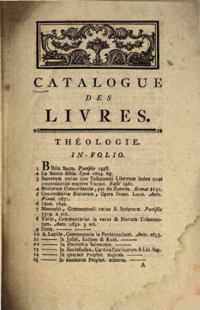 Catalogue des livres de la bibliothèque du collège des ci-devant Jésuites de Nivelles : dont la vente se fera audit collège le 20. sept. 1777 & jours suivans ...