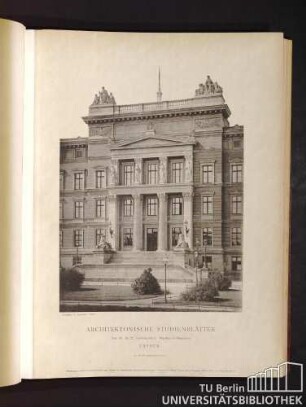 Architektonische Studienblätter. Serie III, No. 22. Gerichtsgebäude. Mittelbau der Hauptfront. Cassel.