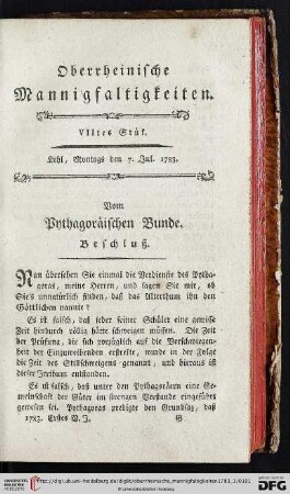 Oberrheinische Mannigfaltigkeiten : eine gemeinnützige Wochenschrift