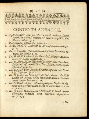 Contenta Appendicis.