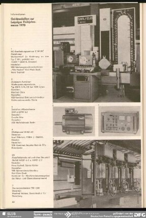 Goldmedaillen zur Leipziger Frühjahrsmesse 1970 : Informationen