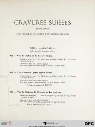 Gravures suisses (Nr. 314-351) mit Planche XLII-XLVIII